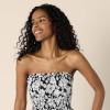 imageAmazon Essentials Womens RegularFit Cotton Sateen Smocked Bodice Midi DressBlack Ivory Folk Floral