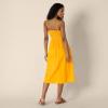 imageAmazon Essentials Womens RegularFit Cotton Sateen Smocked Bodice Midi DressGolden Yellow
