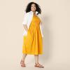 imageAmazon Essentials Womens RegularFit Cotton Sateen Smocked Bodice Midi DressGolden Yellow