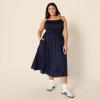 imageAmazon Essentials Womens RegularFit Cotton Sateen Smocked Bodice Midi DressNavy