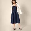 imageAmazon Essentials Womens RegularFit Cotton Sateen Smocked Bodice Midi DressNavy