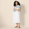 imageAmazon Essentials Womens RegularFit Cotton Sateen Smocked Bodice Midi DressWhite