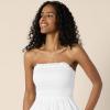 imageAmazon Essentials Womens RegularFit Cotton Sateen Smocked Bodice Midi DressWhite