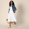imageAmazon Essentials Womens RegularFit Cotton Sateen Smocked Bodice Midi DressWhite