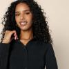 imageAmazon Essentials Womens RegularFit Matte Jersey ButtonDown ShirtBlack