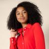 imageAmazon Essentials Womens RegularFit Matte Jersey ButtonDown ShirtBright Poppy Red