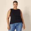 imageAmazon Essentials Womens SlimFit Rib Knit Boatneck Layering TankBlack