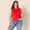 imageAmazon Essentials Womens SlimFit Rib Knit Boatneck Layering TankBright Poppy Red