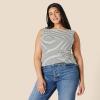 imageAmazon Essentials Womens SlimFit Rib Knit Boatneck Layering TankEggshell White Black French Stripe