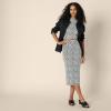 imageAmazon Essentials Womens SlimFit Ruched Matte Jersey Skirt Top Sold SeparatelyBlack Ivory Geometric
