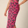 imageAmazon Essentials Womens SlimFit Ruched Matte Jersey Skirt Top Sold SeparatelyHot Pink Leafy Floral Ditsy