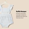 imageAmazon Essentials x Sofia Grainge Baby Girls Sleeveless Ruffle RomperPale Blue Bold Stripe