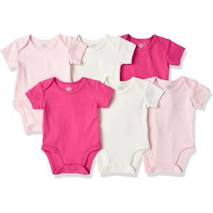 imageAmazon Essentials Baby Girls ShortSleeve Bodysuits Pack of 6