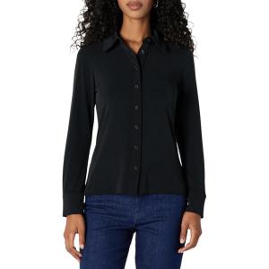 imageAmazon Essentials Womens RegularFit Matte Jersey ButtonDown ShirtBlack