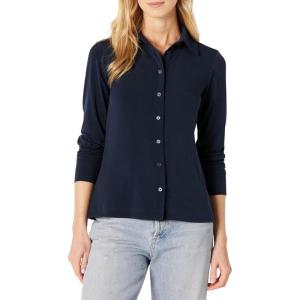 imageAmazon Essentials Womens RegularFit Matte Jersey ButtonDown ShirtNavy