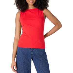 imageAmazon Essentials Womens SlimFit Rib Knit Boatneck Layering TankBright Poppy Red
