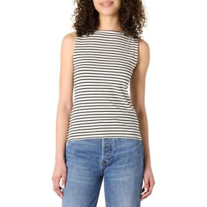 imageAmazon Essentials Womens SlimFit Rib Knit Boatneck Layering TankEggshell White Black French Stripe