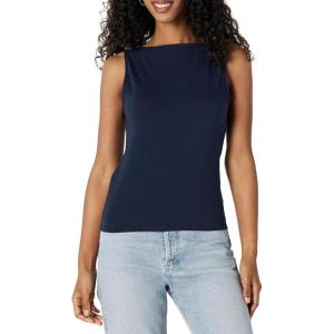 imageAmazon Essentials Womens SlimFit Rib Knit Boatneck Layering TankNavy