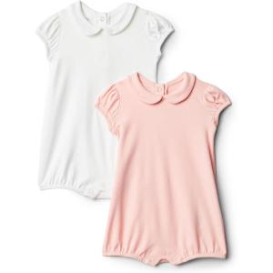 imageAmazon Essentials x Sofia Grainge Baby Girls Short Sleeve Peter Pan Collar Romper Pack of 2Light PinkWhite