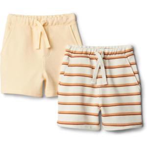imageAmazon Essentials x Sofia Grainge Toddlers and Baby Boys Pull On Knit Shorts Pack of 2Pale YellowStripe