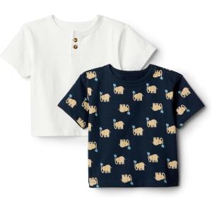 imageAmazon Essentials x Sofia Grainge Toddlers and Baby Boys Short Sleeve TShirts Pack of 2ElephantsWhite