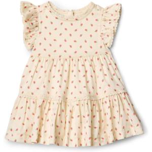imageAmazon Essentials x Sofia Grainge Toddlers and Baby Girls Woven Ruffle Sleeve DressBright Pink Little Strawberries