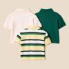 imageAmazon Essentials Toddlers and Baby Boys Cotton Spandex Polo Shirt Pack of 3Dark GreenPale PinkBlock Stripe