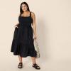 imageAmazon Essentials Womens FitandFlare Cotton Sateen Tiered Midi Skirt Top Sold SeperatelyBlack