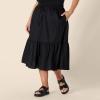 imageAmazon Essentials Womens FitandFlare Cotton Sateen Tiered Midi Skirt Top Sold SeperatelyBlack