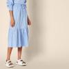 imageAmazon Essentials Womens FitandFlare Cotton Sateen Tiered Midi Skirt Top Sold SeperatelyBlue White Stripe