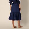 imageAmazon Essentials Womens FitandFlare Cotton Sateen Tiered Midi Skirt Top Sold SeperatelyNavy