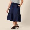 imageAmazon Essentials Womens FitandFlare Cotton Sateen Tiered Midi Skirt Top Sold SeperatelyNavy