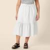imageAmazon Essentials Womens FitandFlare Cotton Sateen Tiered Midi Skirt Top Sold SeperatelyWhite