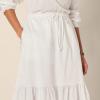 imageAmazon Essentials Womens FitandFlare Cotton Sateen Tiered Midi Skirt Top Sold SeperatelyWhite