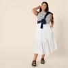 imageAmazon Essentials Womens FitandFlare Cotton Sateen Tiered Midi Skirt Top Sold SeperatelyWhite