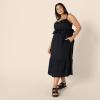 imageAmazon Essentials Womens RegularFit Cotton Sateen Empire Waist Midi Ruffle DressBlack
