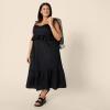 imageAmazon Essentials Womens RegularFit Cotton Sateen Empire Waist Midi Ruffle DressBlack