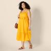 imageAmazon Essentials Womens RegularFit Cotton Sateen Empire Waist Midi Ruffle DressGolden Yellow