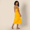 imageAmazon Essentials Womens RegularFit Cotton Sateen Empire Waist Midi Ruffle DressGolden Yellow