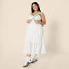 imageAmazon Essentials Womens RegularFit Cotton Sateen Empire Waist Midi Ruffle DressWhite