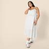 imageAmazon Essentials Womens RegularFit Cotton Sateen Empire Waist Midi Ruffle DressWhite