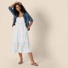 imageAmazon Essentials Womens RegularFit Cotton Sateen Empire Waist Midi Ruffle DressWhite