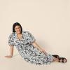 imageAmazon Essentials Womens RegularFit Cotton Sateen Puff Sleeve Midi DressBlack Ivory Folk Floral