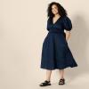imageAmazon Essentials Womens RegularFit Cotton Sateen Puff Sleeve Midi DressNavy