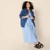 imageAmazon Essentials Womens RegularFit Empire Waisted Cotton Sateen Tiered Maxi DressBlue White Stripe