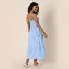 imageAmazon Essentials Womens RegularFit Empire Waisted Cotton Sateen Tiered Maxi DressBlue White Stripe