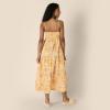 imageAmazon Essentials Womens RegularFit Empire Waisted Cotton Sateen Tiered Maxi DressGolden Yellow Beige Multi Folk Floral