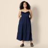 imageAmazon Essentials Womens RegularFit Empire Waisted Cotton Sateen Tiered Maxi DressNavy