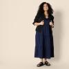 imageAmazon Essentials Womens RegularFit Empire Waisted Cotton Sateen Tiered Maxi DressNavy
