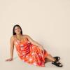 imageAmazon Essentials Womens RegularFit Empire Waisted Cotton Sateen Tiered Maxi DressOrange Pastel Lilac Roses Big